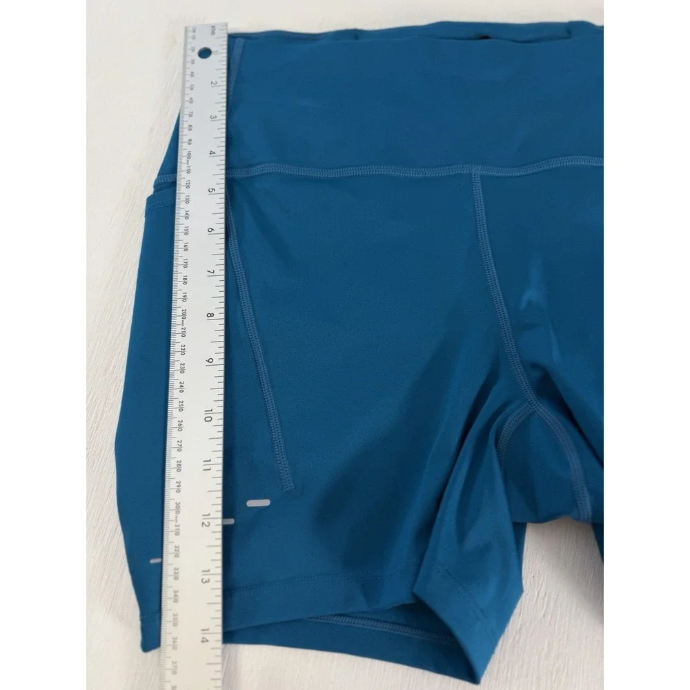 New Nike Swift Women's High-Waisted Tights Running Biker Shorts Teal Blue Size M